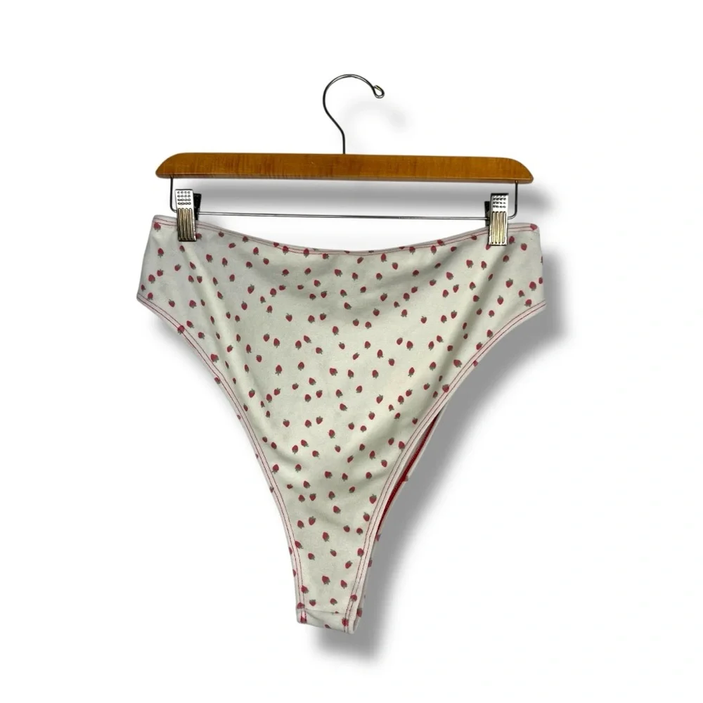 Frankies Bikinis x Gigi Hadid Terry Swim Bottoms Strawberry Print Anne 2XL Fruit